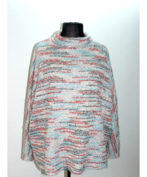 Kolorowy sweter OVERSIZE z błyszczącymi niteczkami